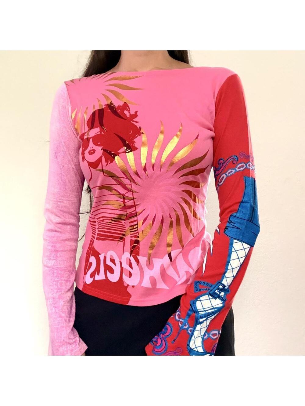NWT Rare Deadstock Y2K Custo Barcelona Hot Wheels Graphic Long Sleeve Top